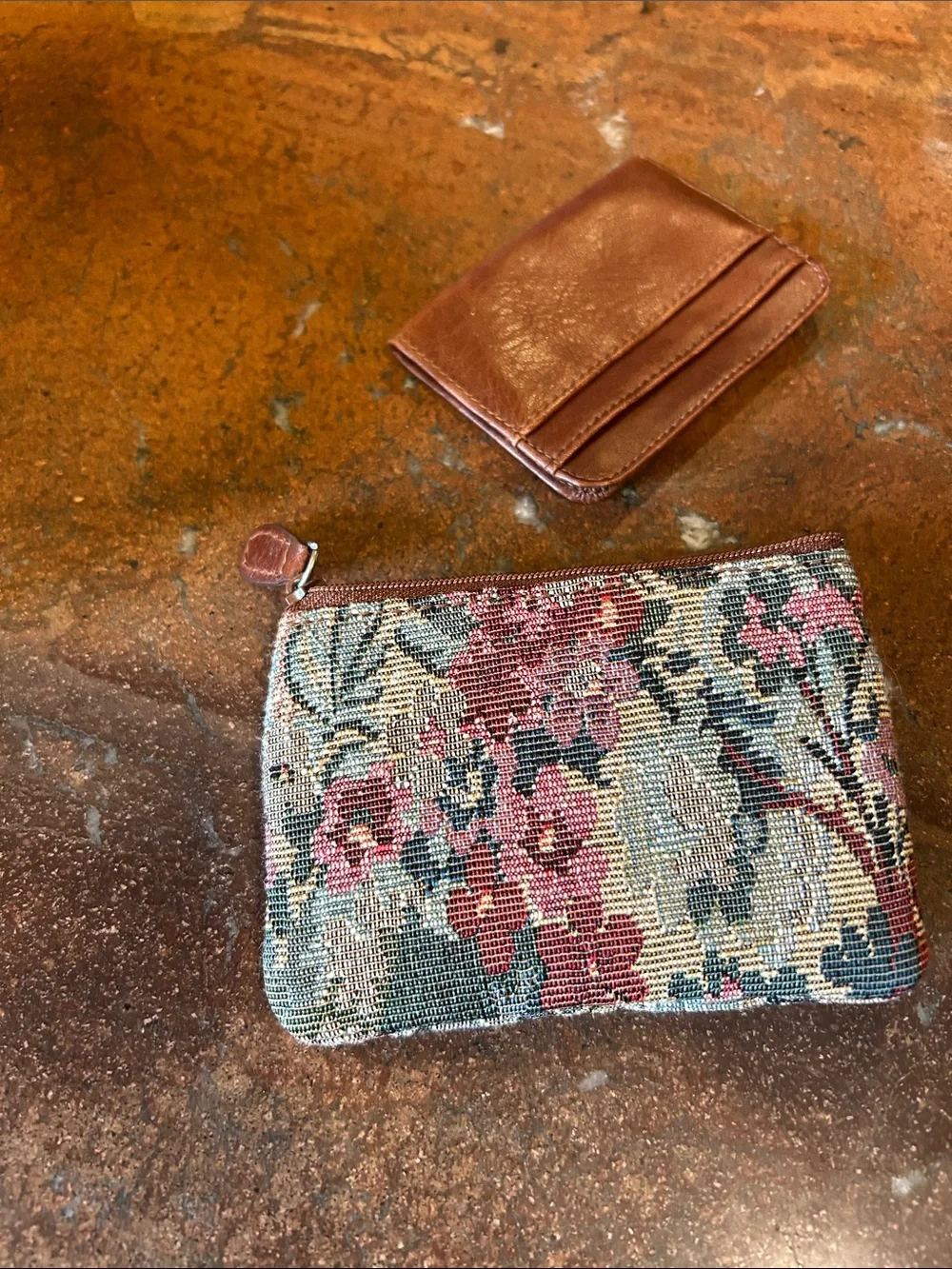 Relic Floral Tapestry Coin Wallet with Brown Leather Clip